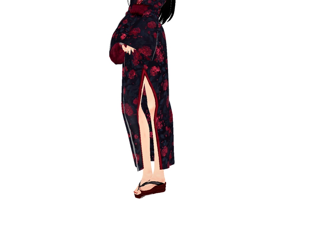 Sexy Red and Black Spider Lily Kimono/Yukata