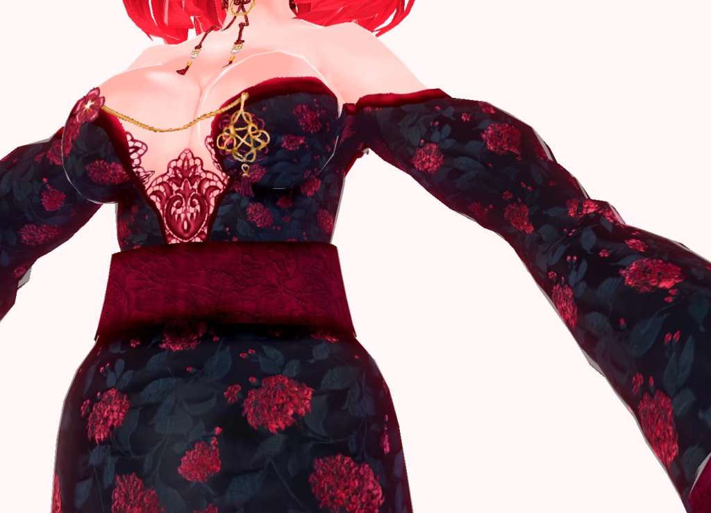 Sexy Red and Black Spider Lily Kimono/Yukata