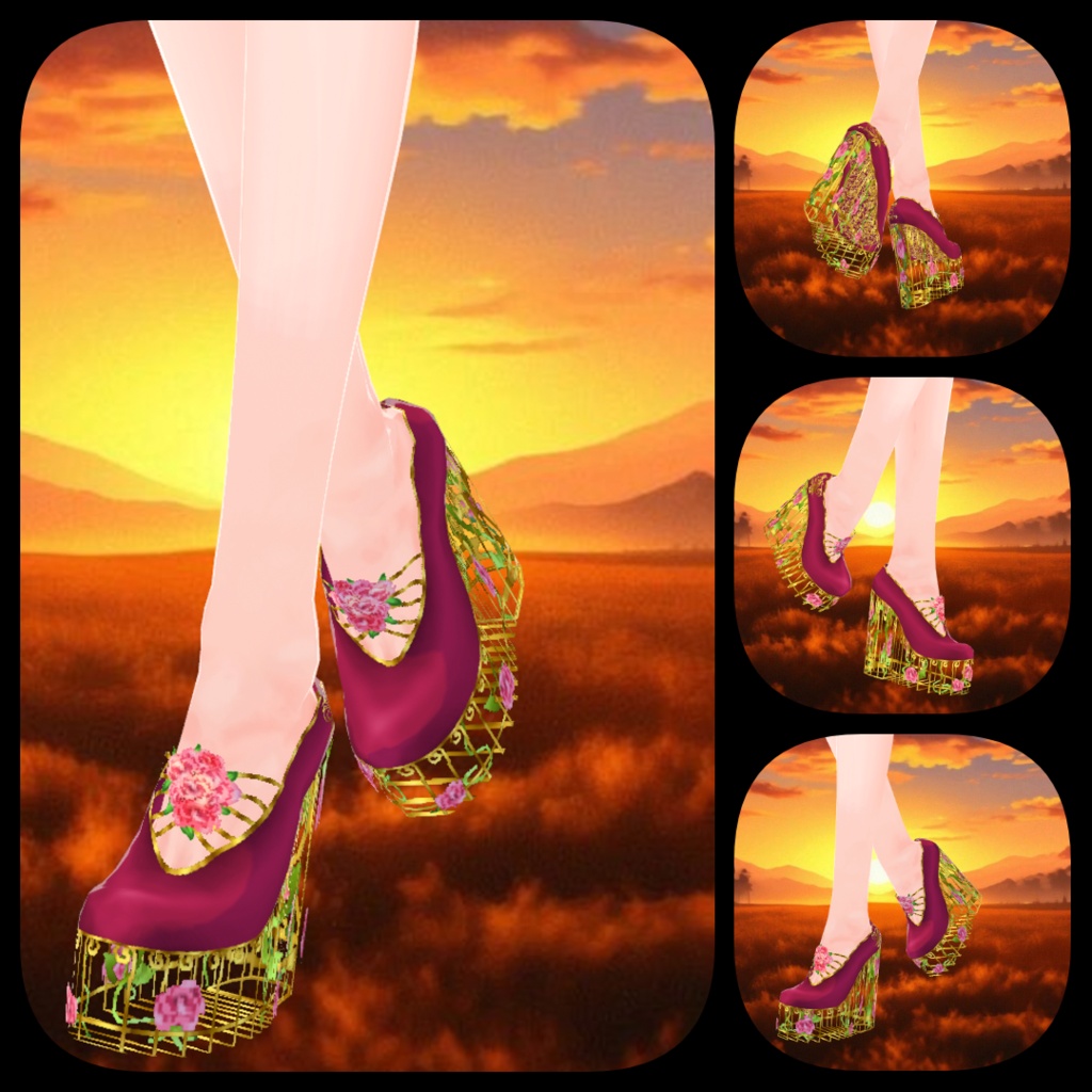 Golden Floral Princess Shoes