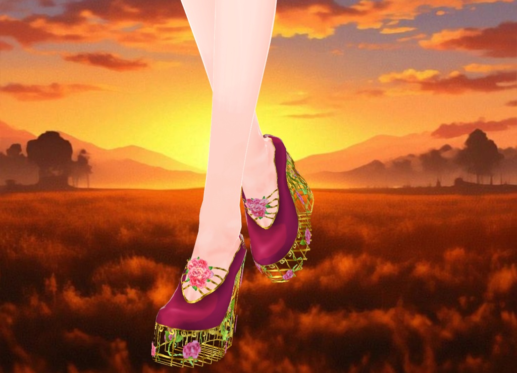 Golden Floral Princess Shoes