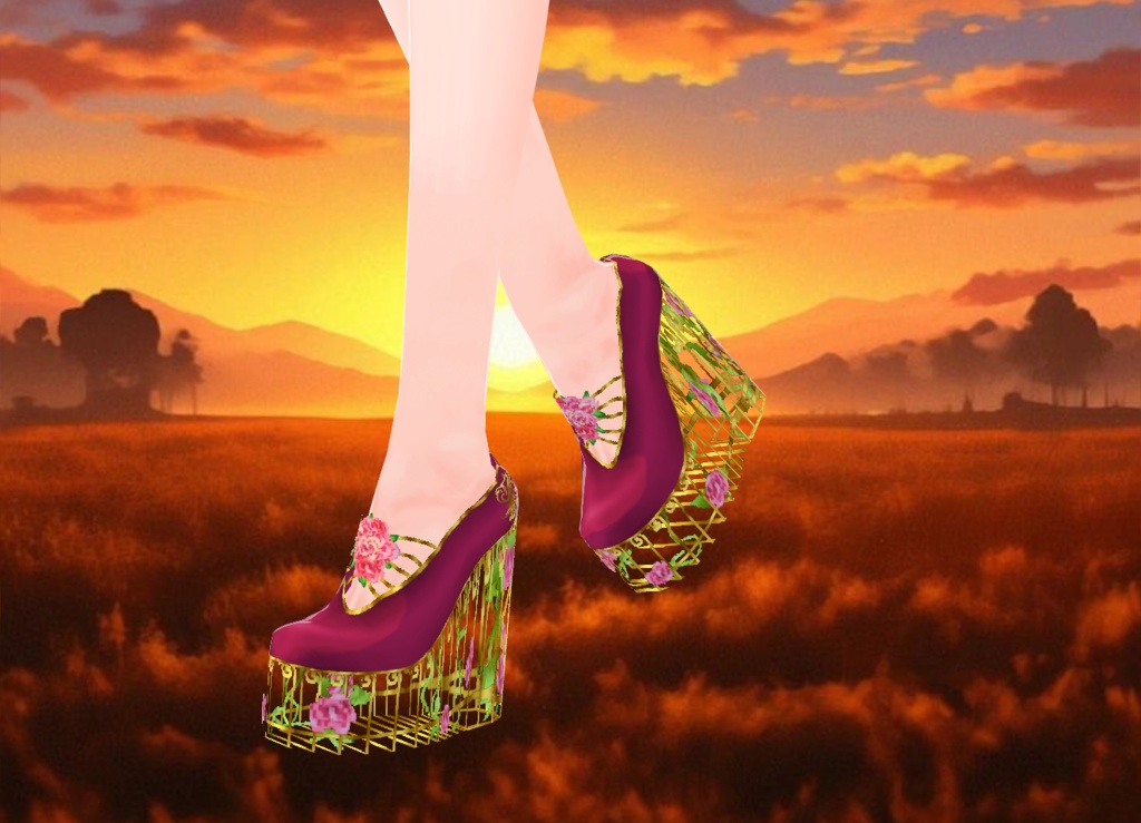 Golden Floral Princess Shoes