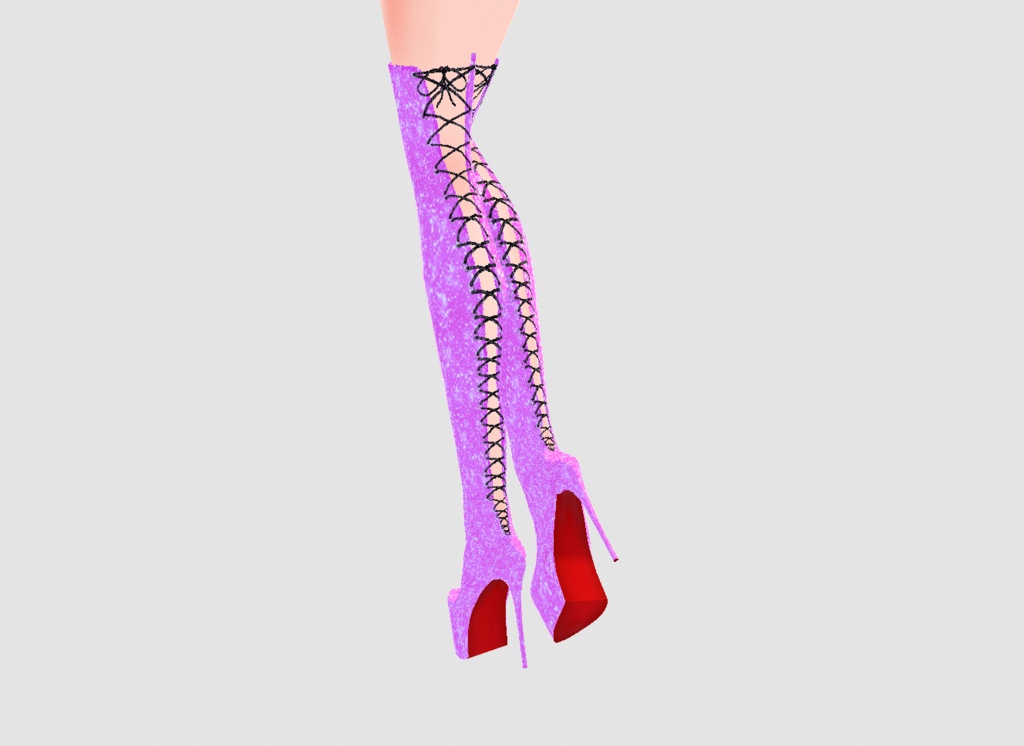 Pink Sparkling Lace-up High Heel Boots