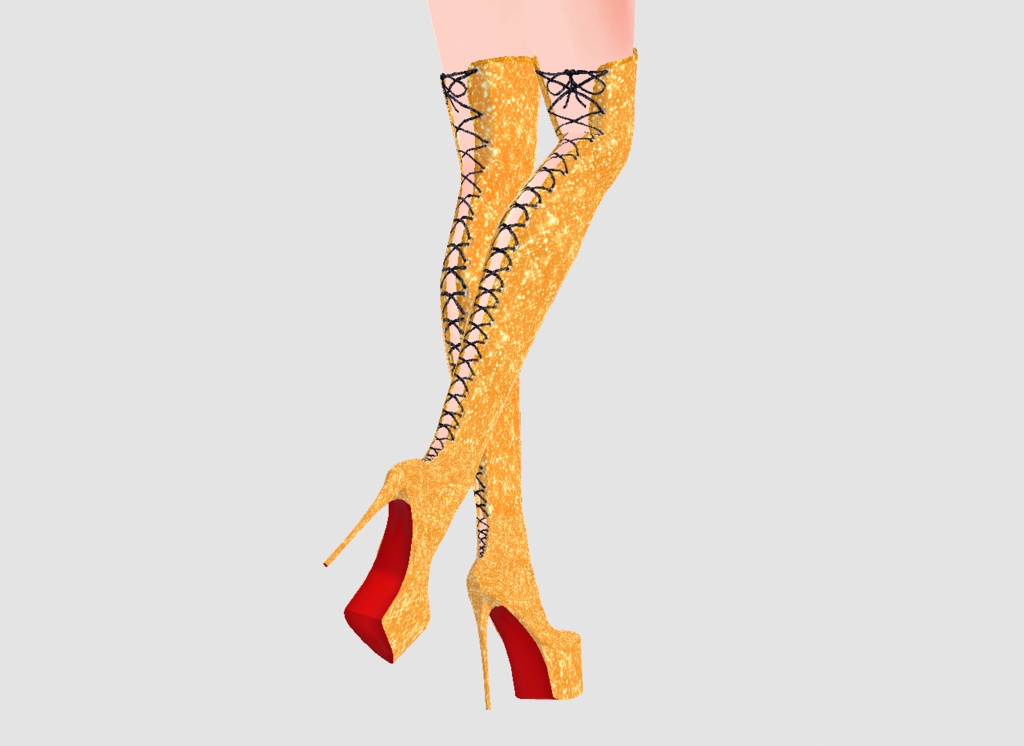 Gold Sparkling Lace-up High Heel Boots