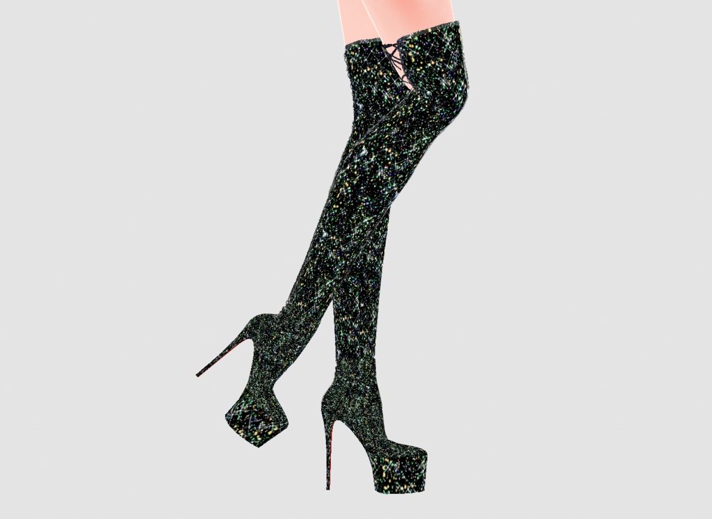 Galaxy Sparkling Lace-up High Heel Boots
