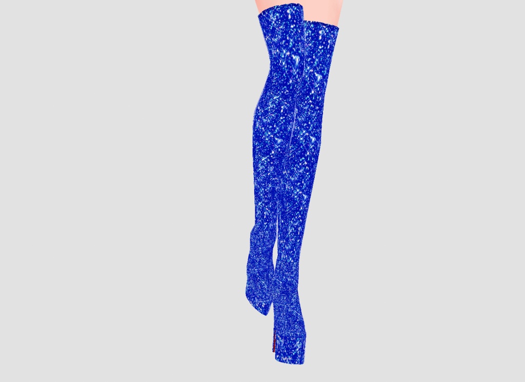 Blue Sparkling Lace-up High Heel Boots