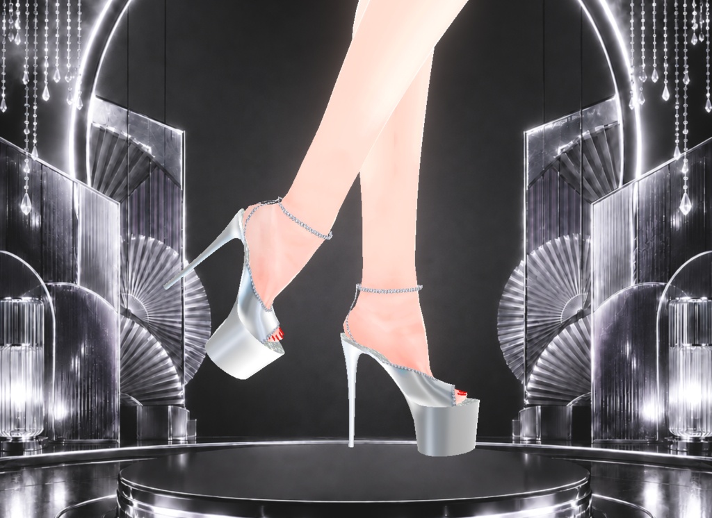 Silver High Heel Pleaser Shoes