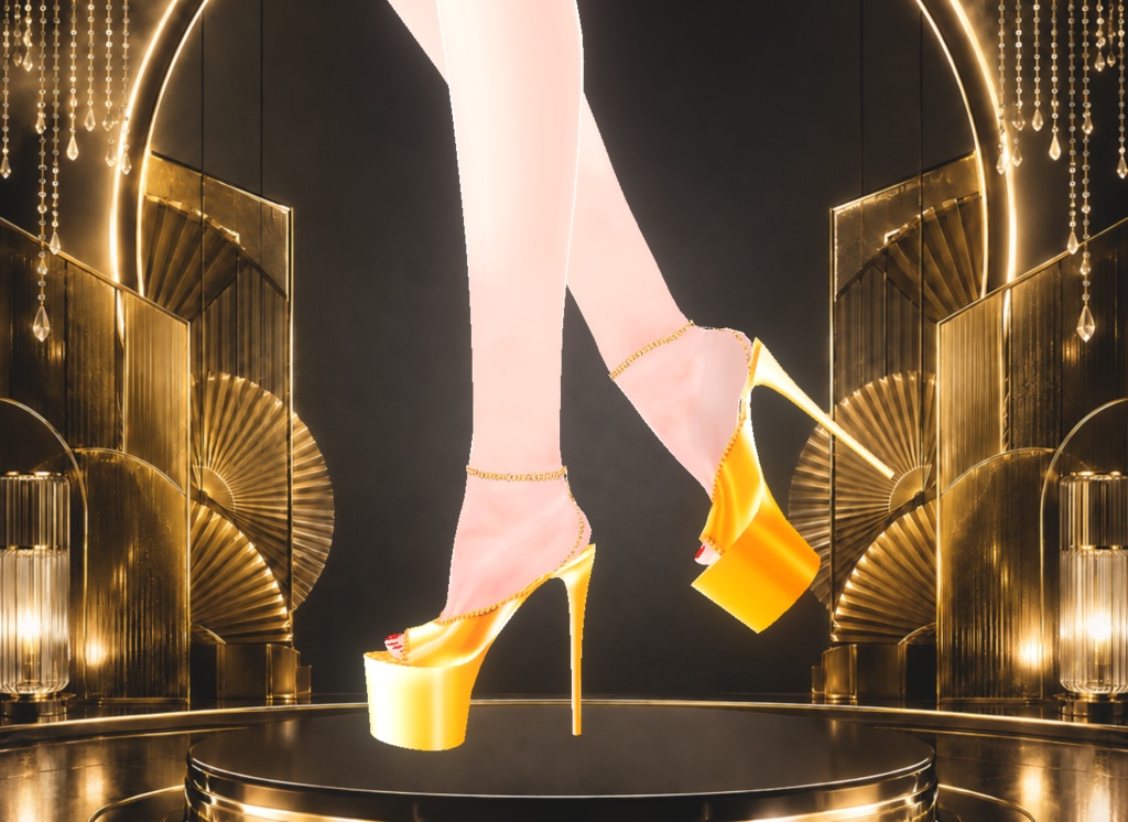 Gold High Heel Pleaser Shoes