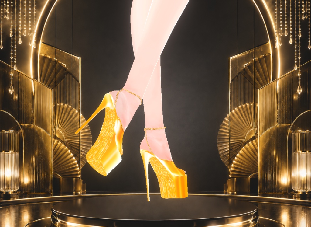 Gold High Heel Pleaser Shoes