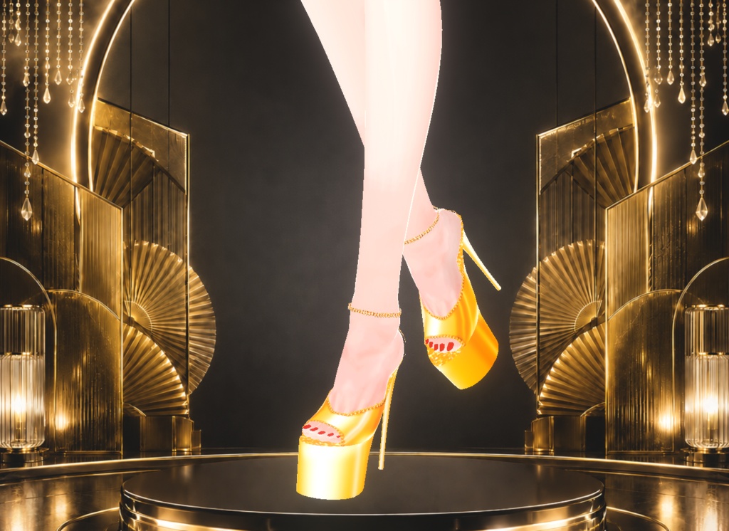 Gold High Heel Pleaser Shoes