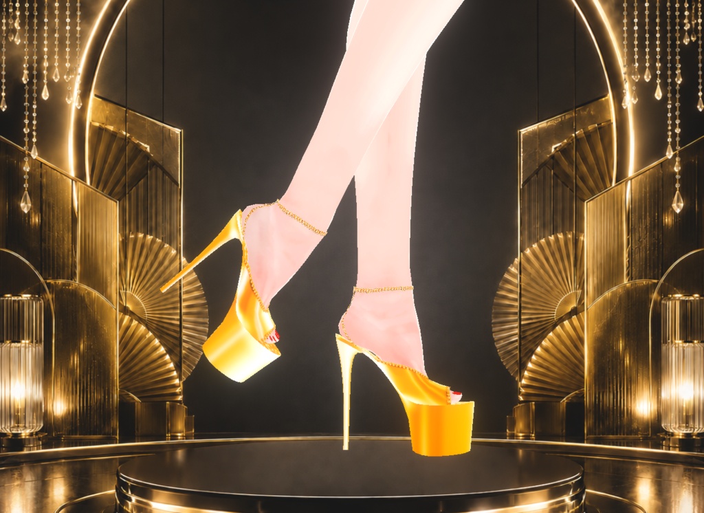 Gold High Heel Pleaser Shoes
