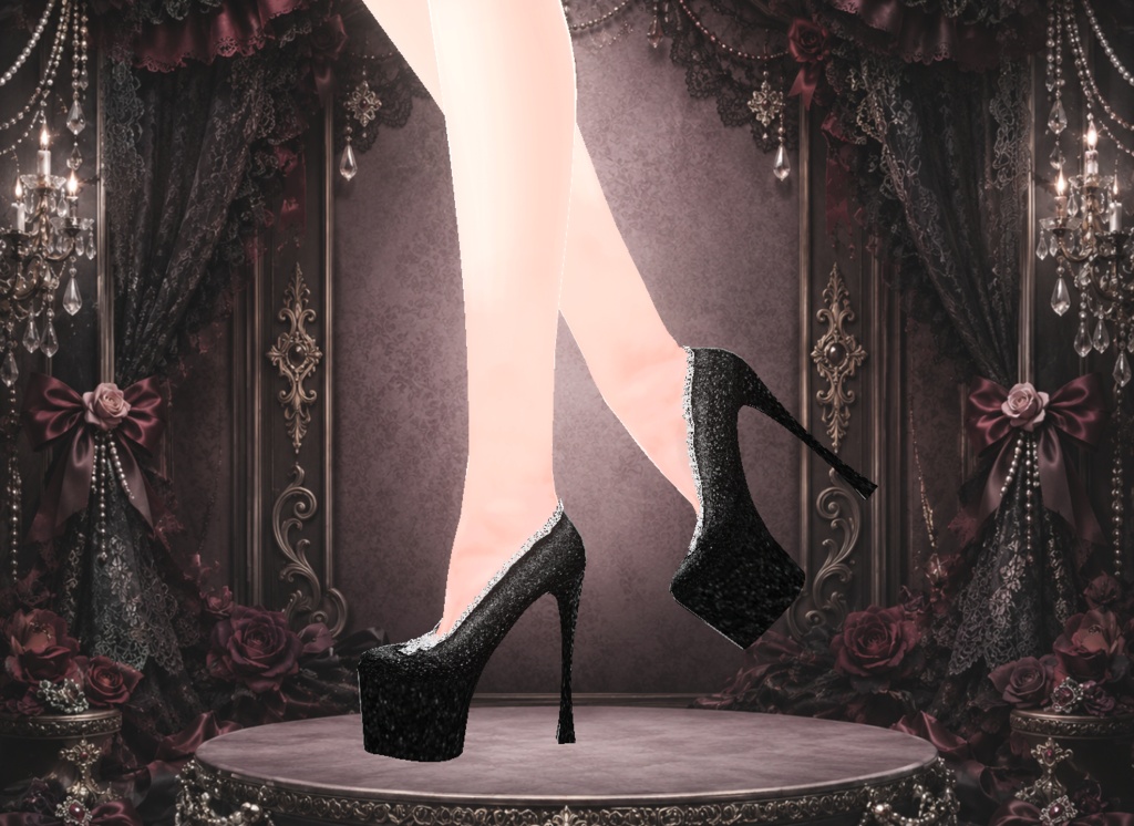 Black Velvet Gothic Lolita Shoes