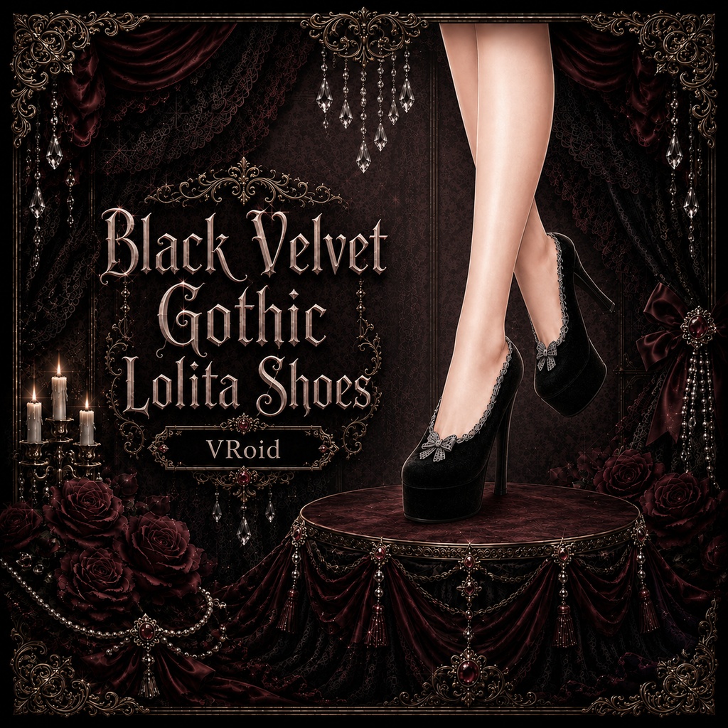 Black Velvet Gothic Lolita Shoes