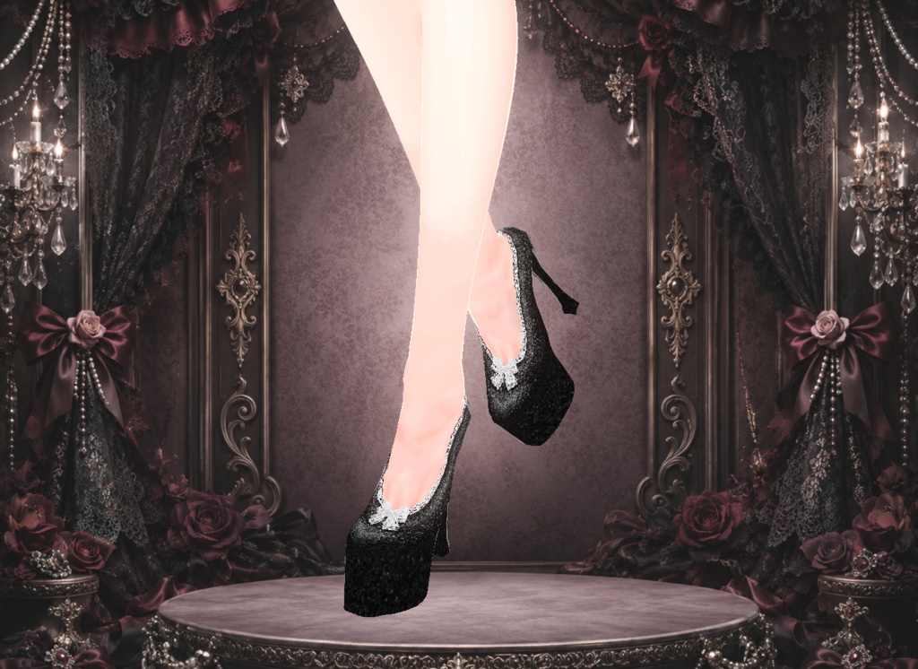 Black Velvet Gothic Lolita Shoes