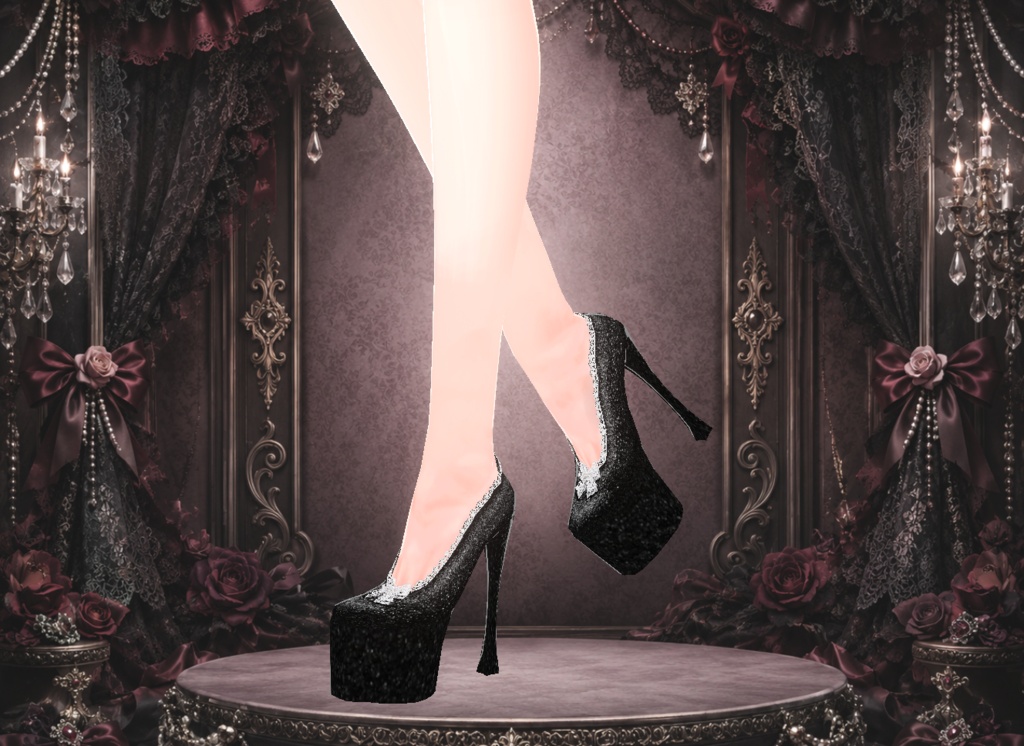 Black Velvet Gothic Lolita Shoes