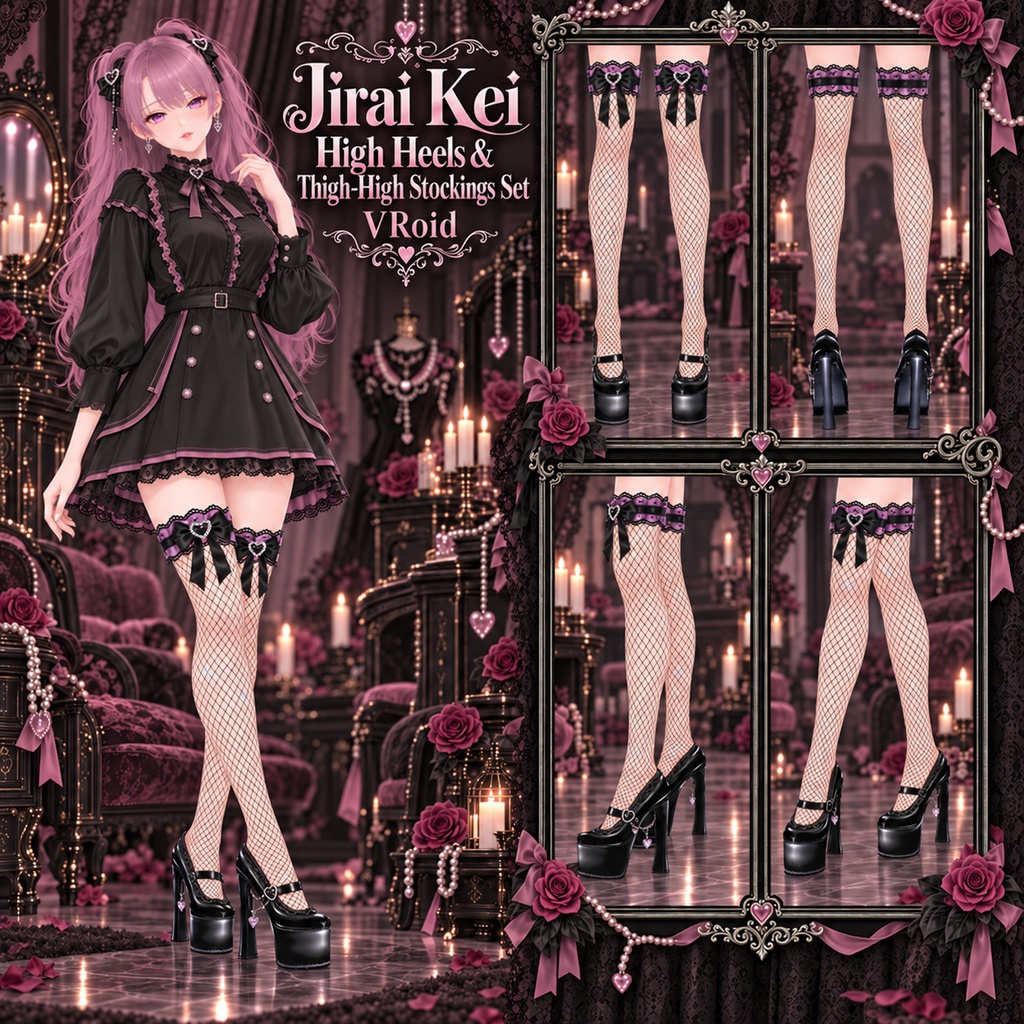 Jirai Kei High Heels & Thigh-High Stockings Set