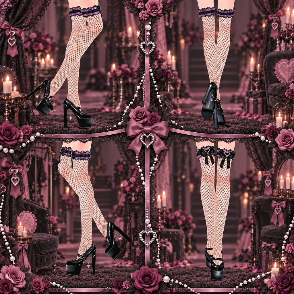 Jirai Kei High Heels & Thigh-High Stockings Set