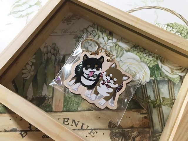 柴犬のウッドキーホルダー