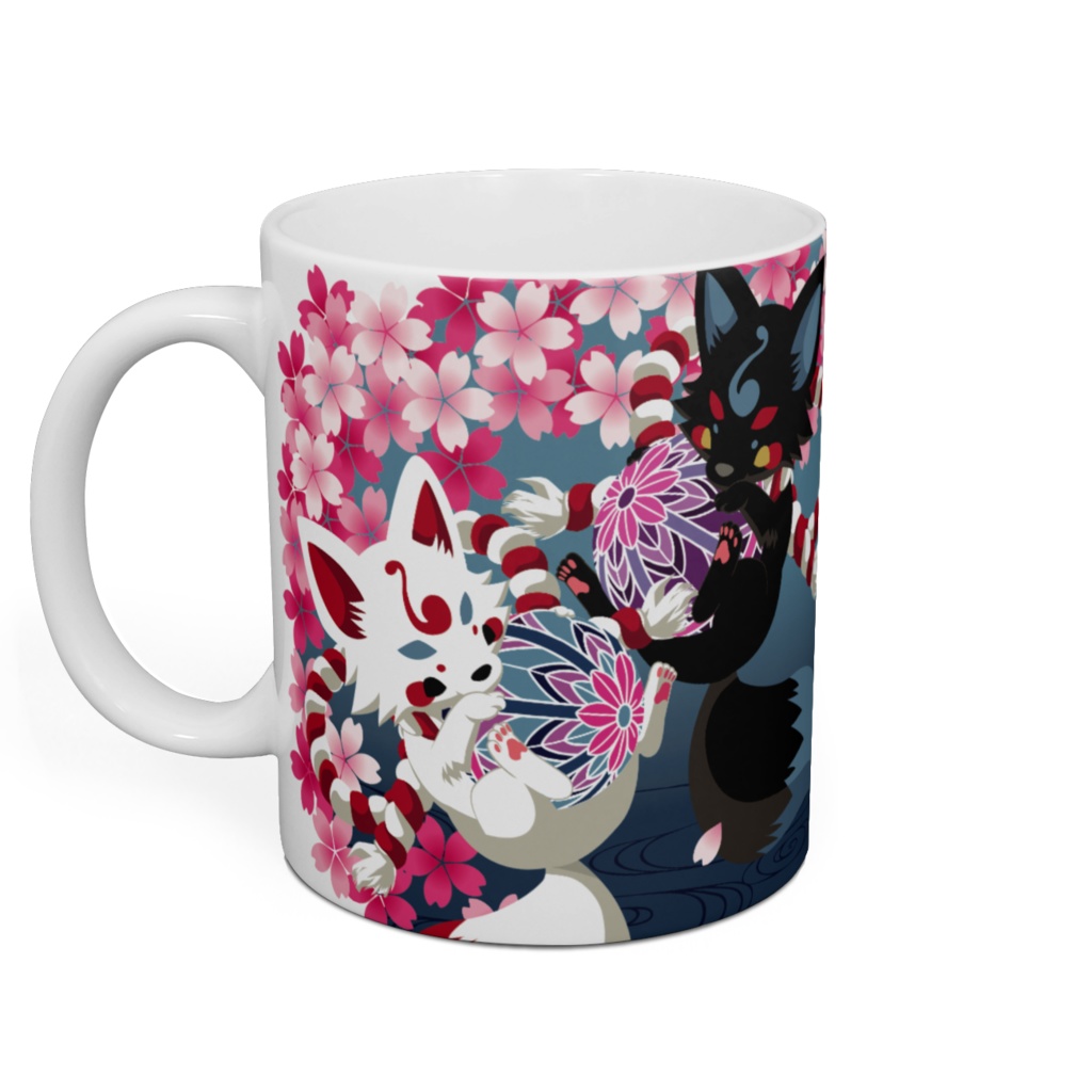 妖狐と桜のマグカップ(空)