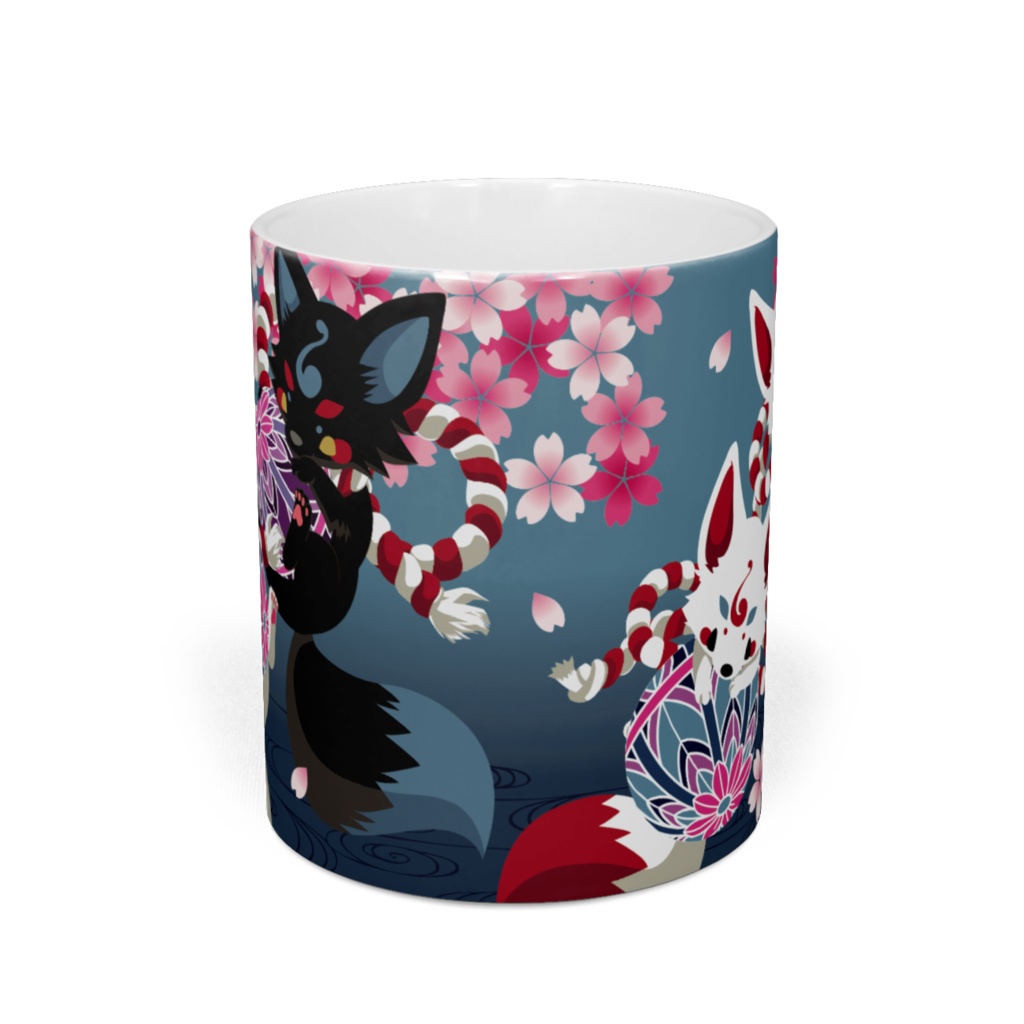 妖狐と桜のマグカップ(空)