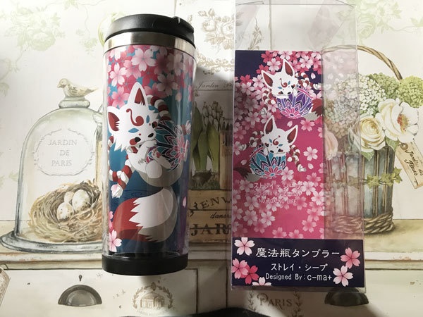 桜と妖狐の魔法瓶タンブラー