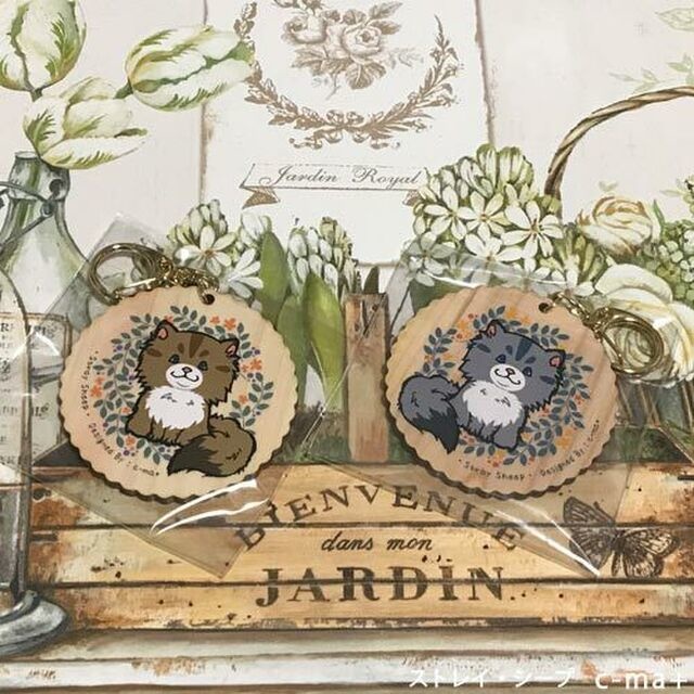 妖狐、柴犬、猫のアクリルキーホルダーとウッドキーホルダー