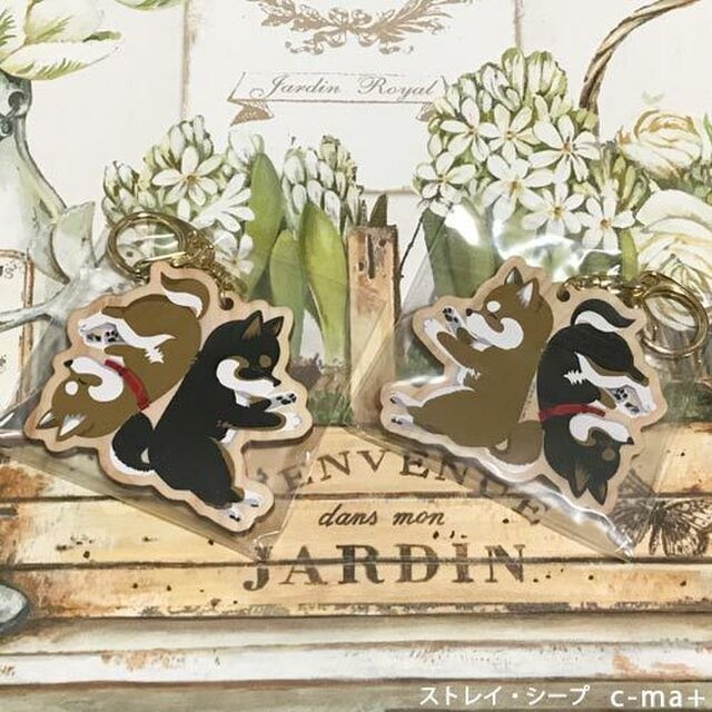 妖狐、柴犬、猫のアクリルキーホルダーとウッドキーホルダー