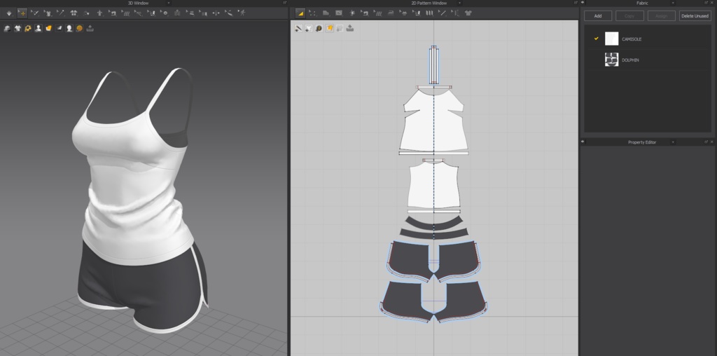 キャミソールとドルフィンパンツ【Camisole & Dolphin Shorts】(Marvelous Designer/Clo3Dデータ)