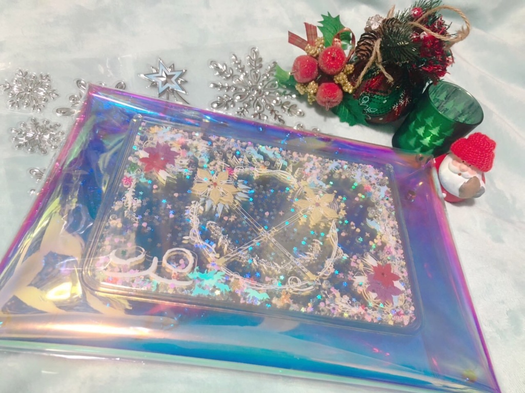 Xmas　magicモチーフオーロラクラッチバック