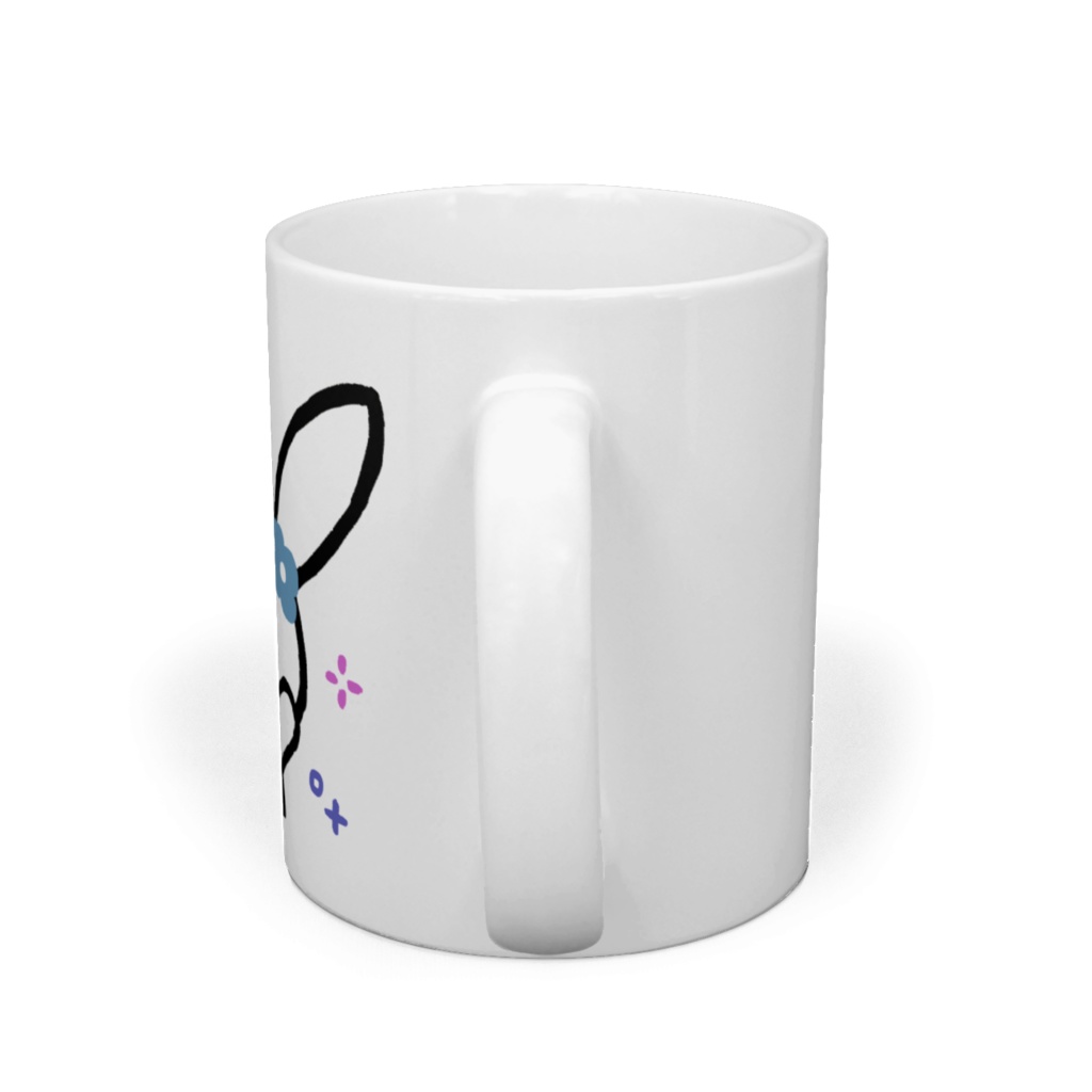 (。•ㅅ•)ノシうさぎ_マグカップ