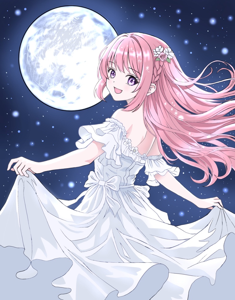 【ハルの物語】月夜に踊る女の子 ポストカード