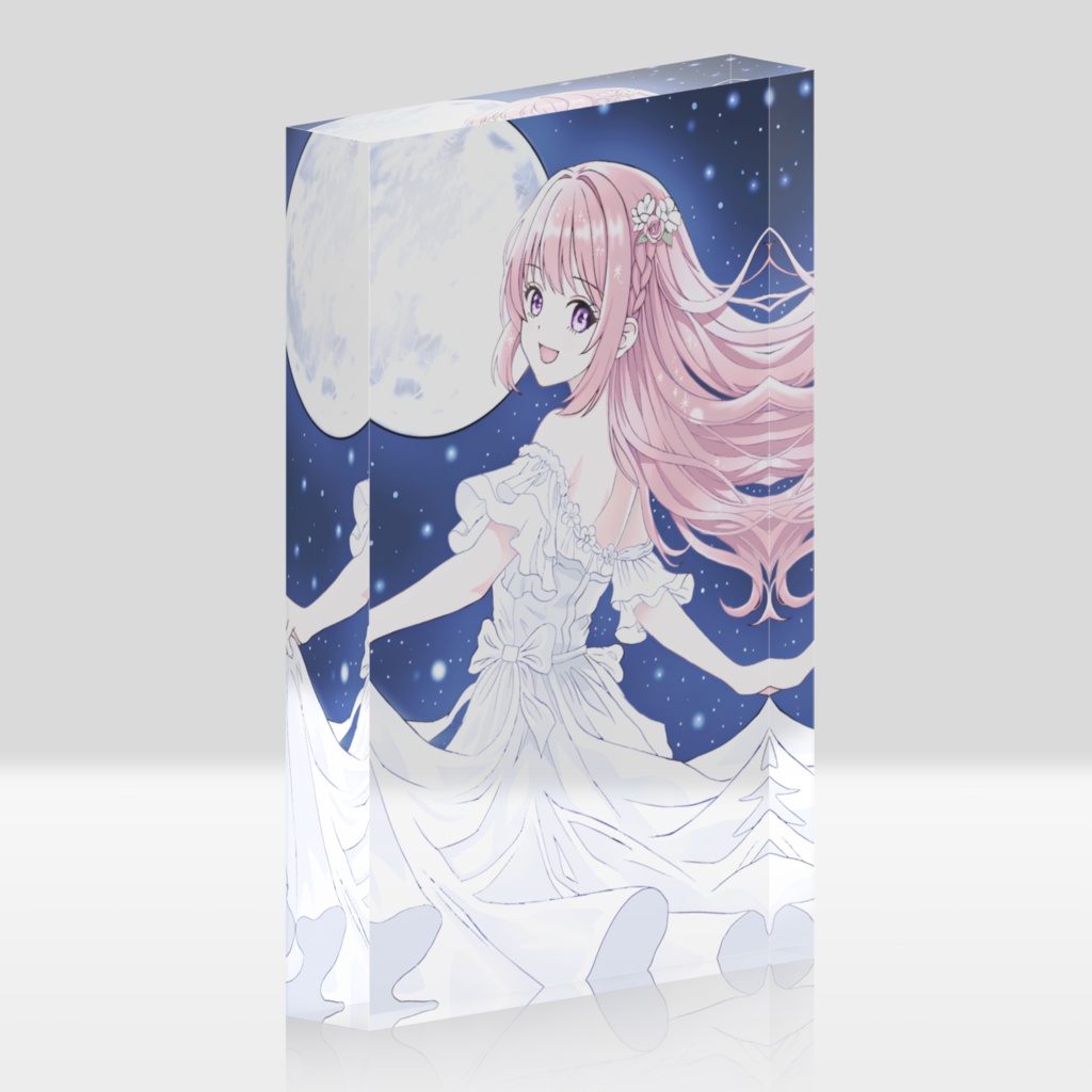 【ハルの物語】月夜に踊る女の子 アクリルブロック