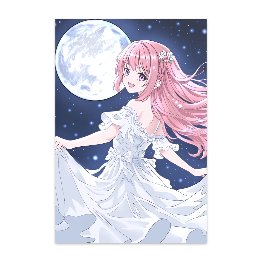 【ハルの物語】月夜に踊る女の子 ミニアートプリント
