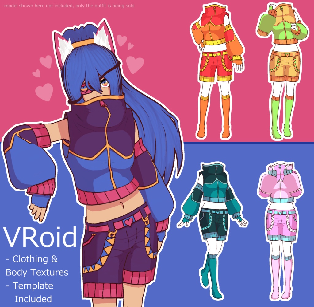 VRoid Futuristic Punk Outfit (Multiple Colors)