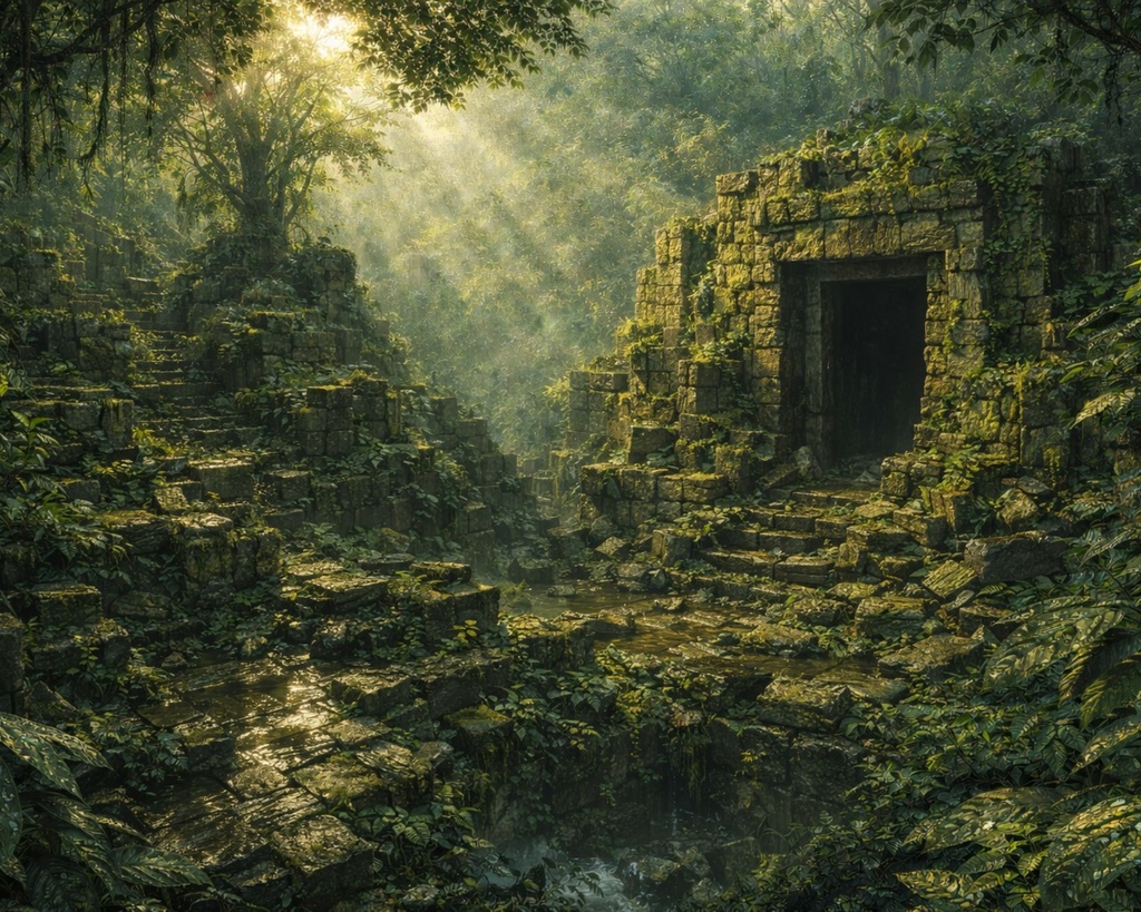 密林キャノピーの聖域 / 幻想風景 壁紙+印刷用データ(7枚セット) Jungle Canopy Sanctuary — Fantasy Wallpapers + Print Master (7 JPGs)