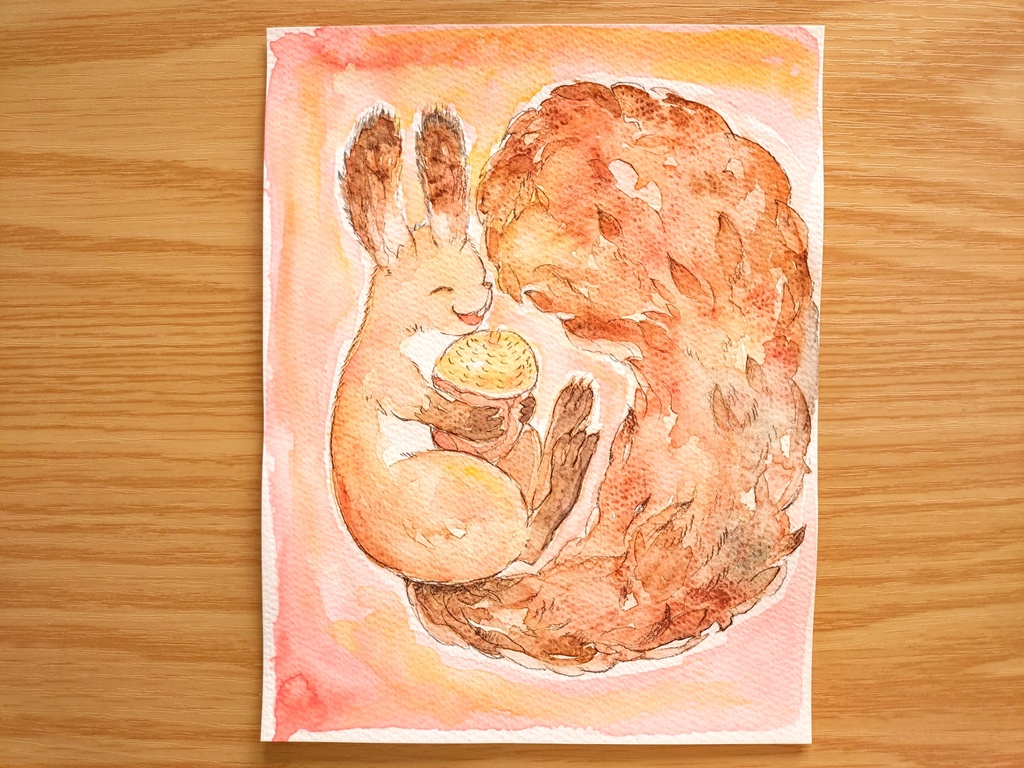 【原画】エゾリスさんとどんぐり