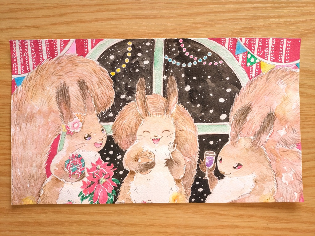 【原画】エゾリストリオのクリスマス