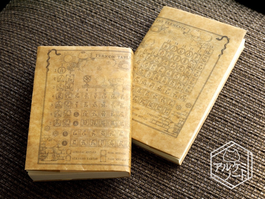 錬金術ねこ元素周期表ブックカバー・栞セット(栞カラーランダム)