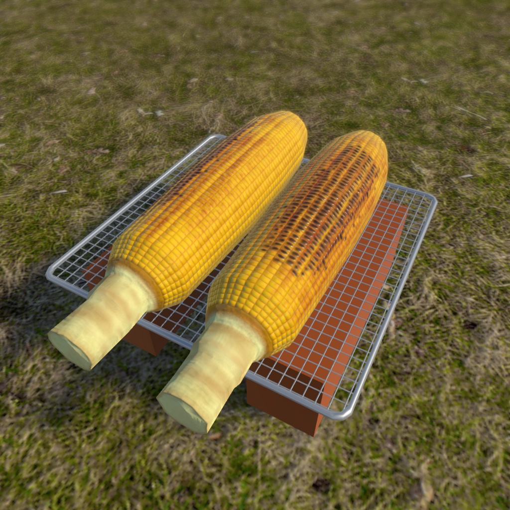 焼きとうもろこし(焼きとうきび)3Dモデル【VRChat想定】