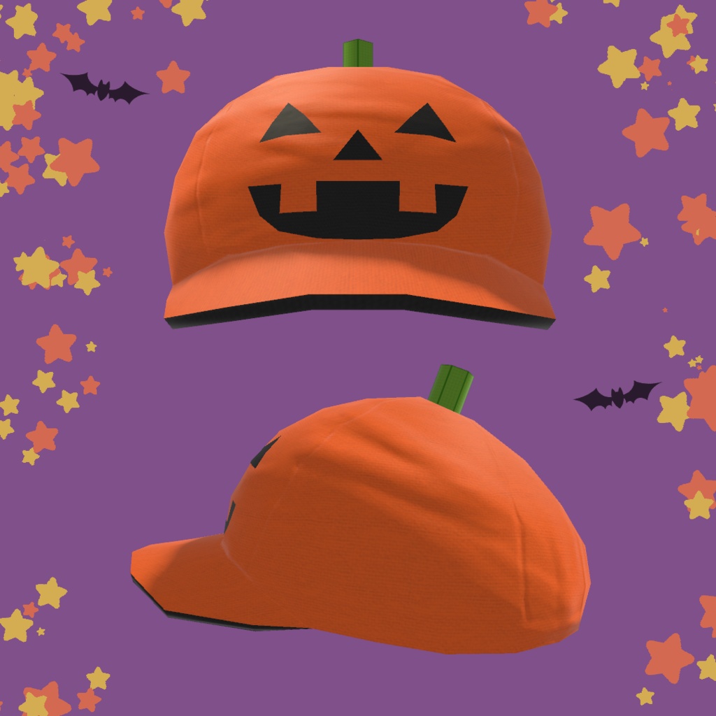 かぼちゃのキャスケット風帽子3Dモデル【VRChat想定】