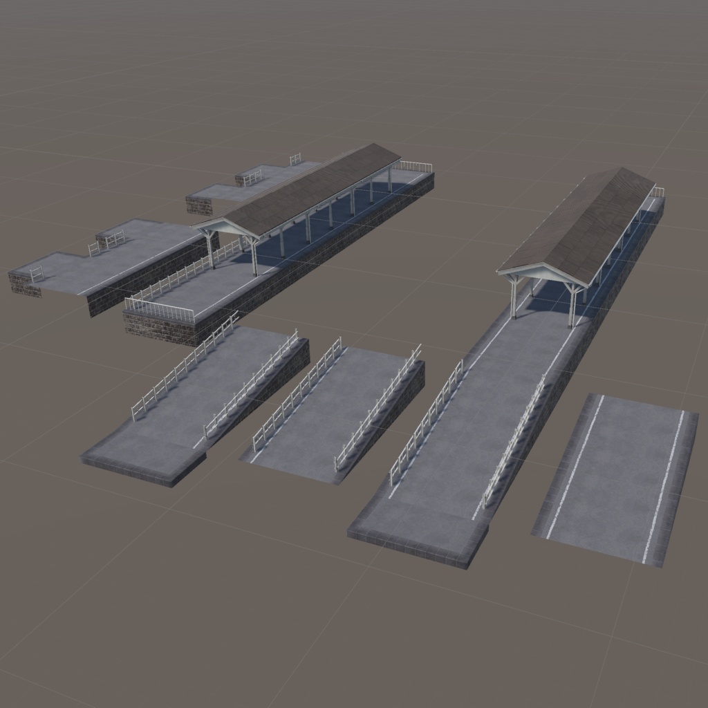 木製の駅のホーム 3Dモデル