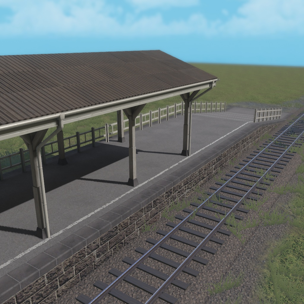 木製の駅のホーム 3Dモデル