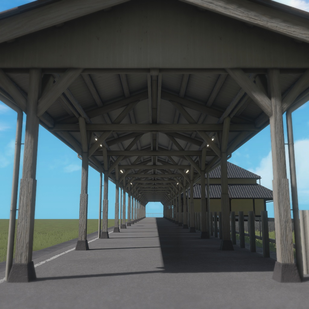 木製の駅のホーム 3Dモデル