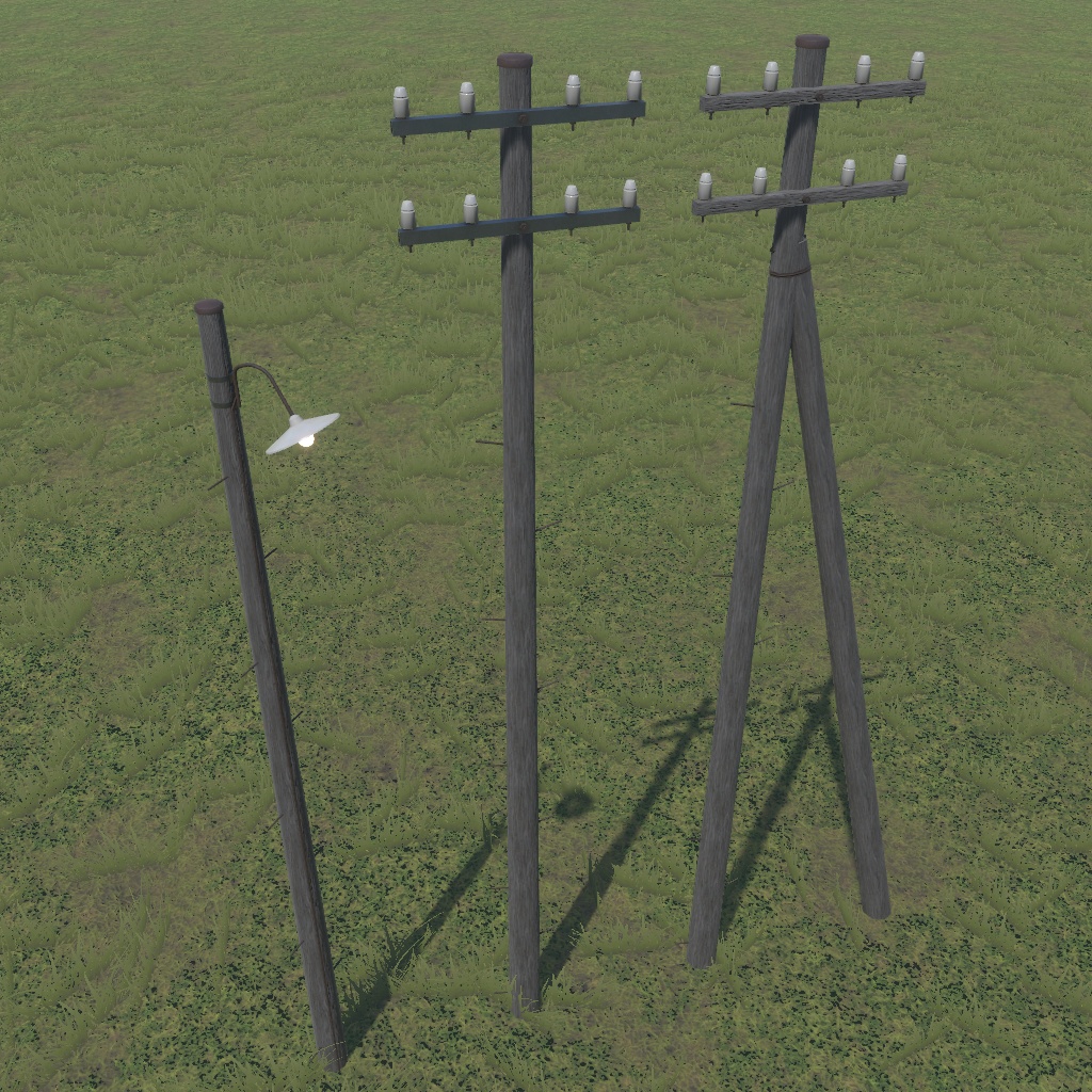 木製の電信柱・街灯 3Dモデル