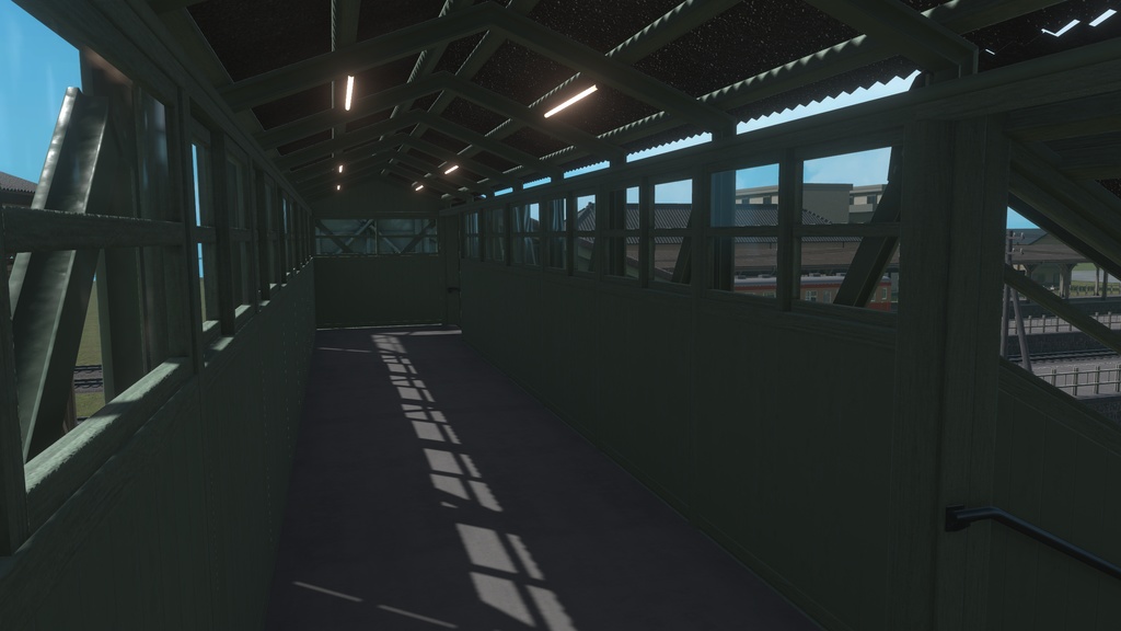 木製の駅の通路(陸橋・跨線橋)3Dモデル