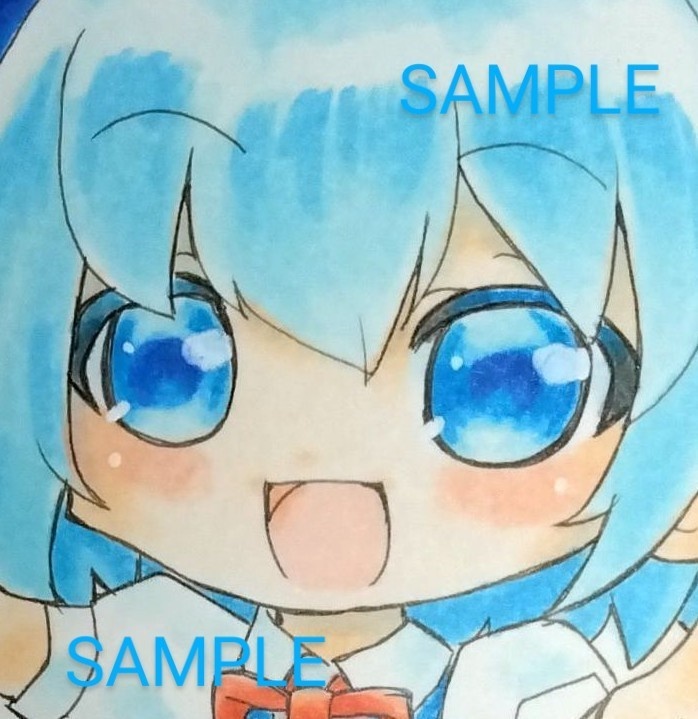 手描きイラスト　東方Project　チルノ　A5