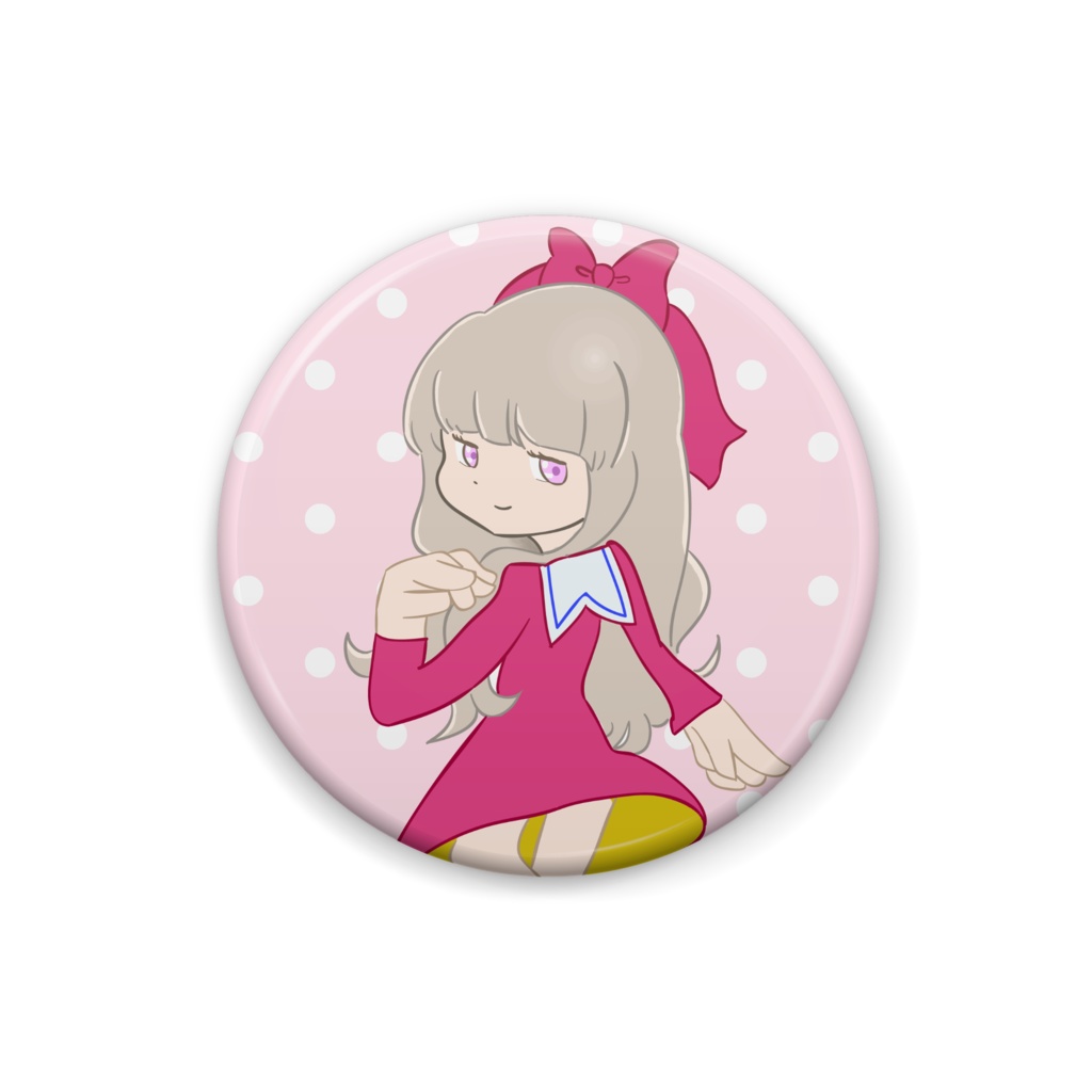 リボンな女の子の缶バッジ