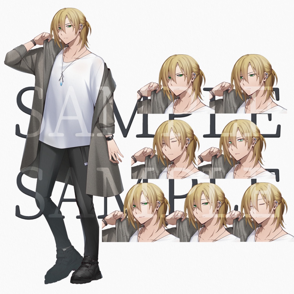 全身立ち絵03 金髪緑目の男性