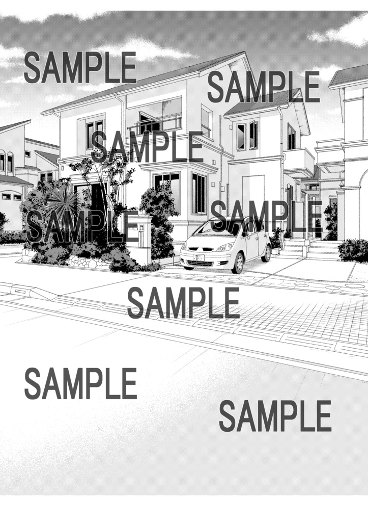 【漫画背景素材】家1 外観(昼・夜)セット