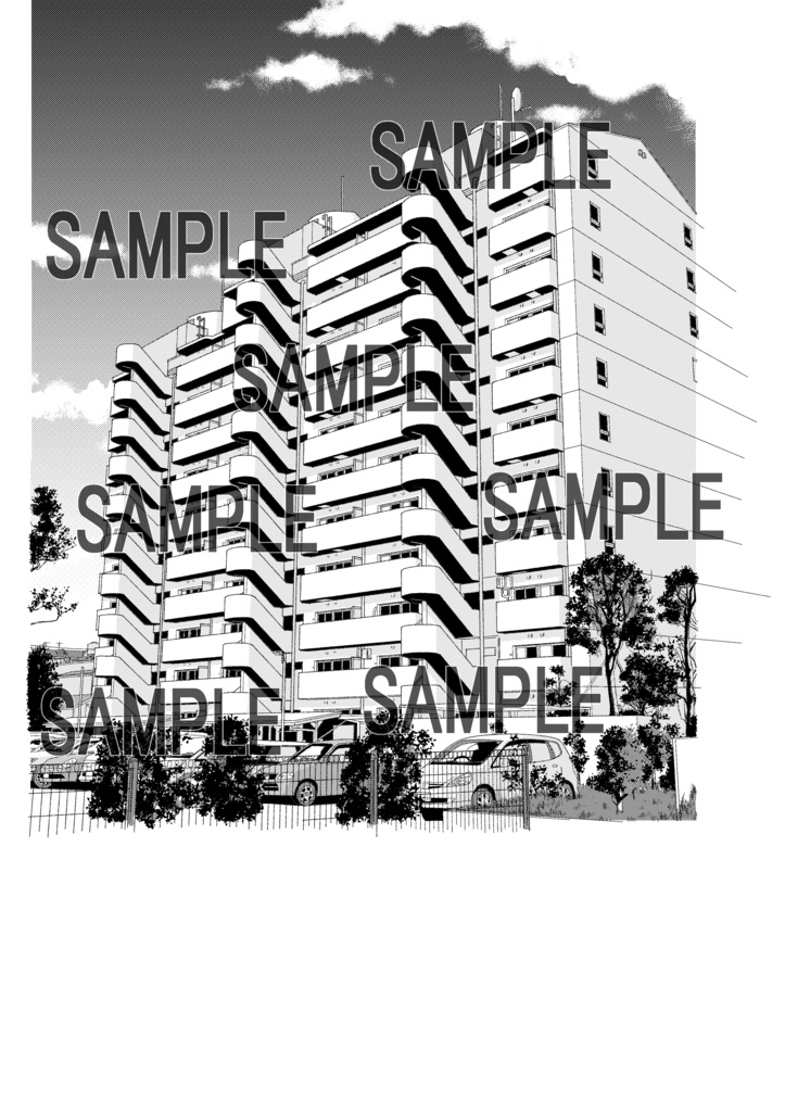 【漫画背景素材】マンション1(昼・夜)セット