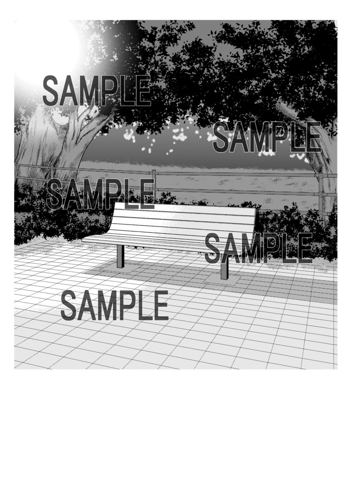 【漫画背景素材】公園ベンチ1(昼・夜)セット
